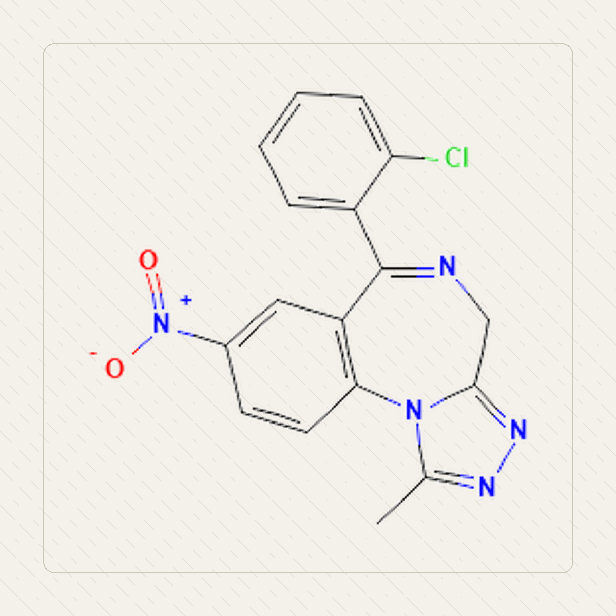 Clonazolam, educational illustration of the molecular formula